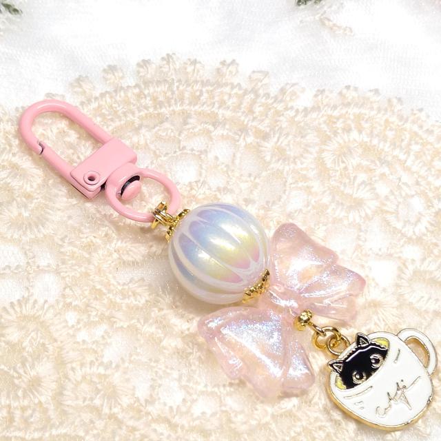 ハンドメイド☆キーホルダー☆カップインねこチャン☆ピンク < 女性ファッション ハンドメイド☆キーホルダー☆カップインねこチャン☆ピンク < 女性ファッションの