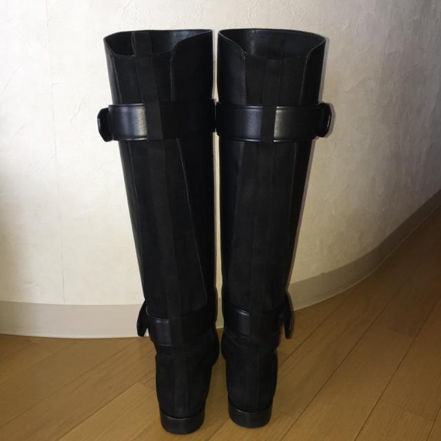 シガーソンモリソン 皮革製ロングブーツ23cm  レザーブーツ スェードコンビ ニーハイブーツ 黒 ベルト取り外し可能 < 女性ファッション  シガーソンモリソン 皮革製ロングブーツ23cm  レザーブーツ スェードコンビ ニーハイブーツ 黒 ベルト取り外し可能 < 女性ファッションの