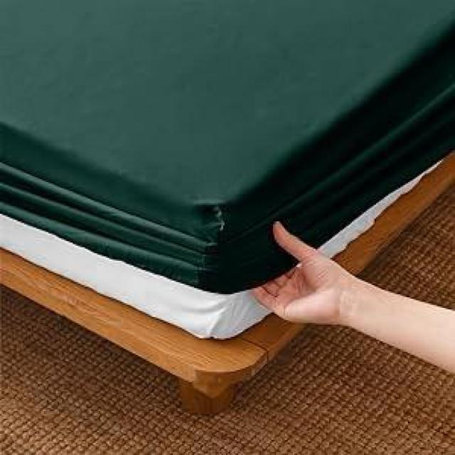 ボックスシーツ マットレスカバー 洋式・和式兼用 吸汗 速乾 着脱簡単 通気性丸洗い(ダークグリーン シングル100X200cm) < インテリア/ライフ  ボックスシーツ マットレスカバー 洋式・和式兼用 吸汗 速乾 着脱簡単 通気性丸洗い(ダークグリーン シングル100X200cm) < インテリア/ライフの