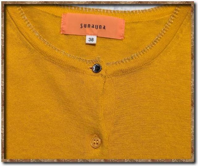 スーナウーナ 綿麻7分袖ニットカーディガン 黄 < ブランド スーナウーナ 綿麻7分袖ニットカーディガン 黄 < ブランドの