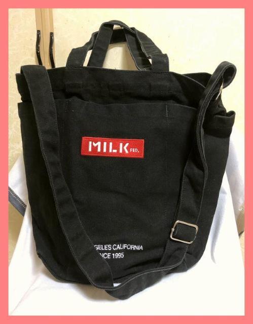 ☆ミルクフェド☆超美品♪キャンバスロゴ2wayビッグトートショルダーバッグ黒☆ < ブランド ☆ミルクフェド☆超美品♪キャンバスロゴ2wayビッグトートショルダーバッグ黒☆ < ブランドの