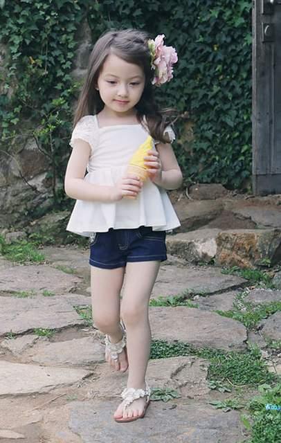 女の子☆レース付デニムショートパンツ < キッズ/ベビー 女の子☆レース付デニムショートパンツ < キッズ/ベビーの