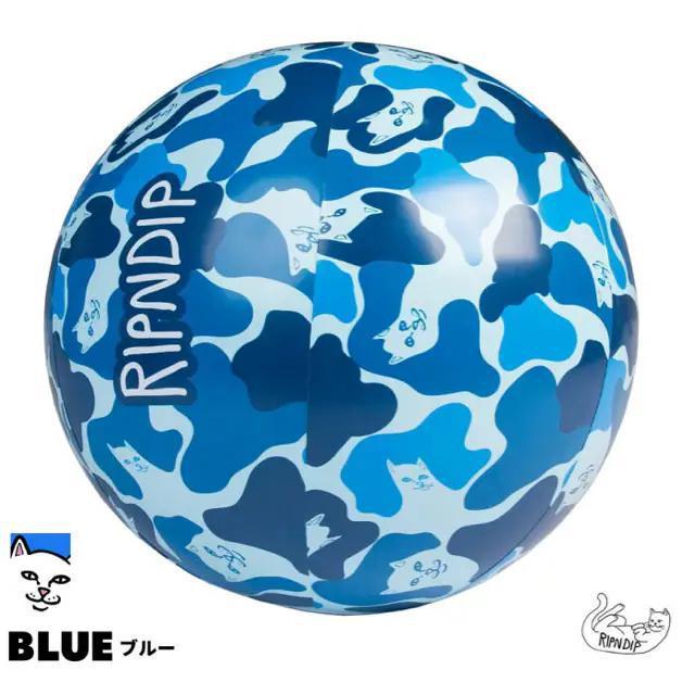 RIPNDIPリップンディップ●ロゴ入り カモフラビーチボール●青ブルー●浮き輪 < レジャー/スポーツ RIPNDIPリップンディップ●ロゴ入り カモフラビーチボール●青ブルー●浮き輪 < レジャー/スポーツの