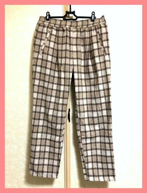 ☆Me lan cleuge☆超美品☆足長美脚♪シャギーチェックシェフパンツL☆BE < 女性ファッション ☆Me lan cleuge☆超美品☆足長美脚♪シャギーチェックシェフパンツL☆BE < 女性ファッションの