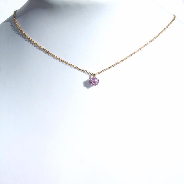 送料無料 大特価:ゴールドカラーサージカルステンレス一粒ピンクCZネックレス < 女性アクセサリー/時計  送料無料 大特価:ゴールドカラーサージカルステンレス一粒ピンクCZネックレス < 女性アクセサリー/時計の