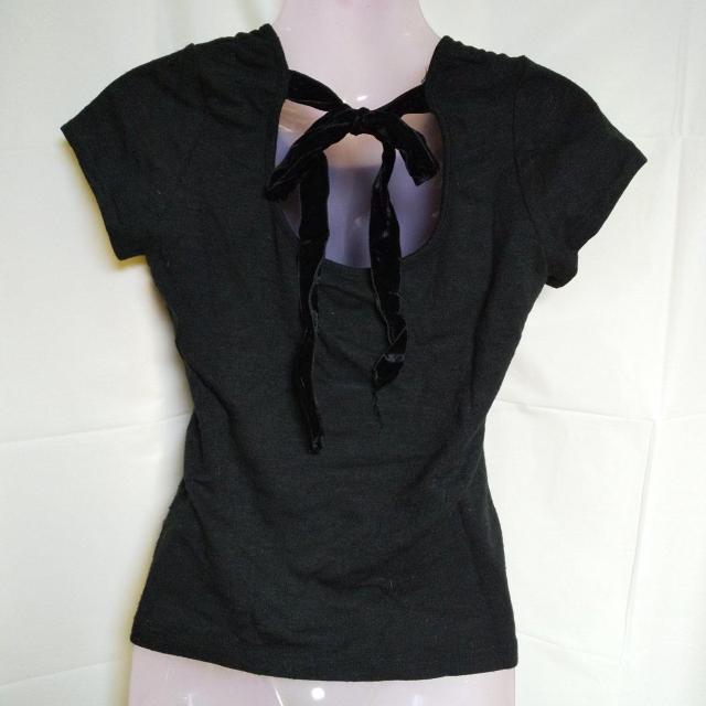 BYE-BYE後ろリボンウール半袖(黒)&台形スカート★中古品 BLACK < 女性ファッション  BYE-BYE後ろリボンウール半袖(黒)&台形スカート★中古品 BLACK < 女性ファッションの