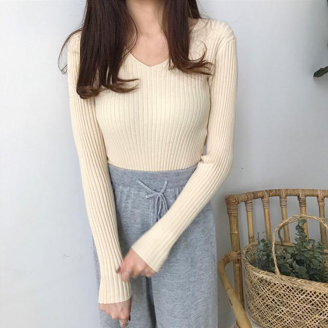 送料無料 新品 タイト リブニット vネック きれいめ ニット トップス レディース 長袖 < 女性ファッション  送料無料 新品 タイト リブニット vネック きれいめ ニット トップス レディース 長袖 < 女性ファッションの