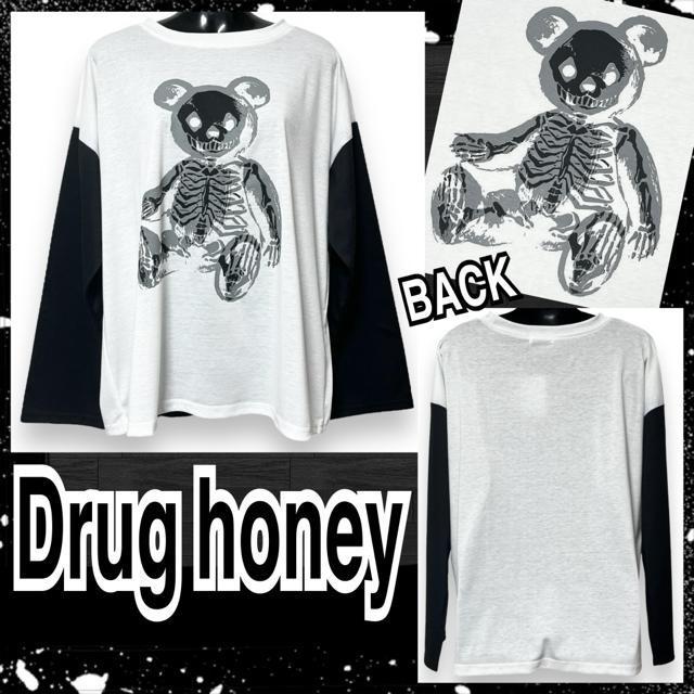 【新品/Drug honey】袖切替スケルトンテディプリントロンT < ブランド  【新品/Drug honey】袖切替スケルトンテディプリントロンT  < ブランドの
