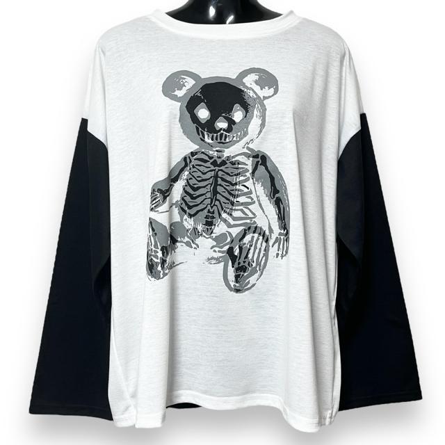 【新品/Drug honey】袖切替スケルトンテディプリントロンT < ブランド  【新品/Drug honey】袖切替スケルトンテディプリントロンT < ブランドの