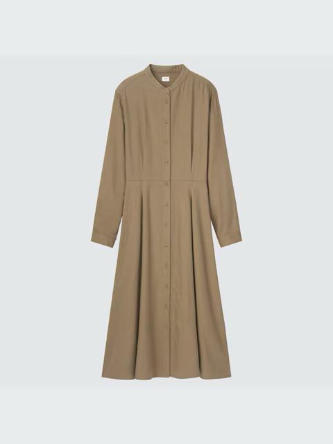ユニクロ ソフトフランネルフレアワンピース 長袖ワンピース シャツワンピ カーキ L < ブランド  ユニクロ ソフトフランネルフレアワンピース 長袖ワンピース シャツワンピ カーキ L  < ブランドの