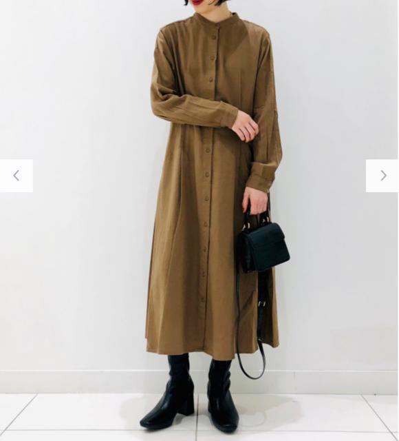 ユニクロ ソフトフランネルフレアワンピース 長袖ワンピース シャツワンピ カーキ L < ブランド  ユニクロ ソフトフランネルフレアワンピース 長袖ワンピース シャツワンピ カーキ L < ブランドの
