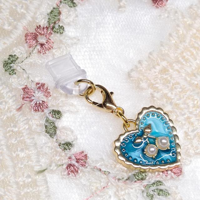 ハンドメイド☆コネクターキャップ☆type-C専用☆ハートサクランボ☆ブルー < 女性ファッション ハンドメイド☆コネクターキャップ☆type-C専用☆ハートサクランボ☆ブルー < 女性ファッションの