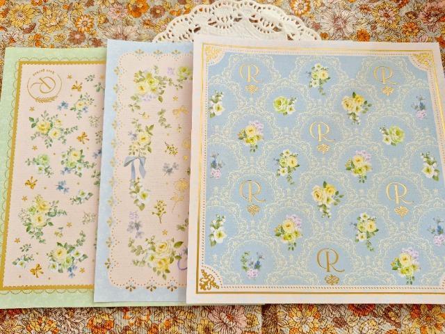 お裾分け☆花柄箔押しデザインペーパー3枚☆ < インテリア/ライフ お裾分け☆花柄箔押しデザインペーパー3枚☆ < インテリア/ライフの