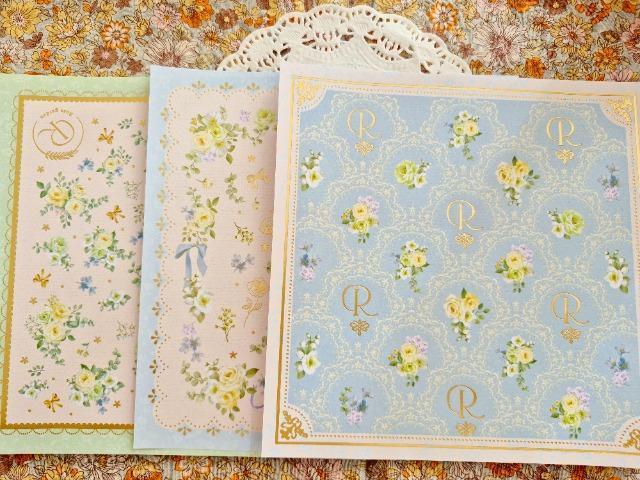 お裾分け☆花柄箔押しデザインペーパー3枚☆ < インテリア/ライフ お裾分け☆花柄箔押しデザインペーパー3枚☆ < インテリア/ライフの