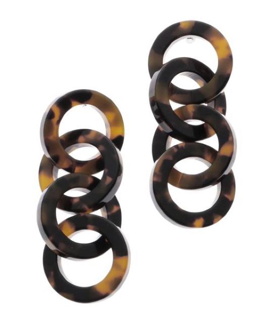 定価3,740円【新品】MURUAムルーア●リングマーブルピアス●黒ブラック 茶ブラウン べっ甲●大振りピアス チェーンピアス < ブランド  定価3,740円【新品】MURUAムルーア●リングマーブルピアス●黒ブラック 茶ブラウン べっ甲●大振りピアス チェーンピアス < ブランドの