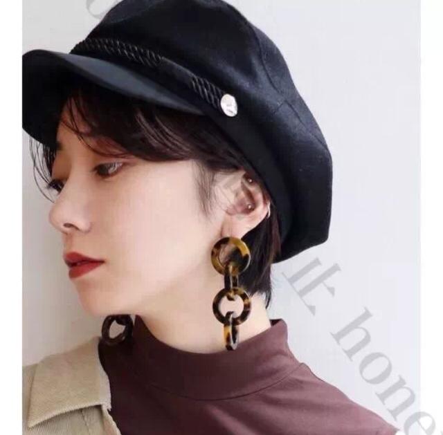 定価3,740円【新品】MURUAムルーア●リングマーブルピアス●黒ブラック 茶ブラウン べっ甲●大振りピアス チェーンピアス < ブランド  定価3,740円【新品】MURUAムルーア●リングマーブルピアス●黒ブラック 茶ブラウン べっ甲●大振りピアス チェーンピアス < ブランドの