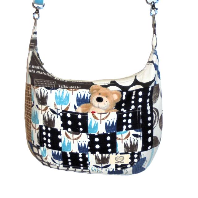 【中サイズ】◆北欧フィンランドブルー系【パッチワーク加工】ファスナーショルダー◆ < 女性ファッション 【中サイズ】◆北欧フィンランドブルー系【パッチワーク加工】ファスナーショルダー◆ < 女性ファッションの