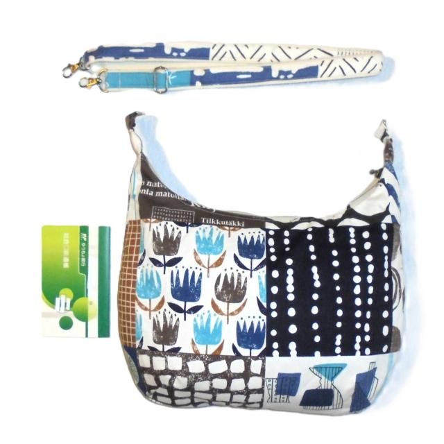 【中サイズ】◆北欧フィンランドブルー系【パッチワーク加工】ファスナーショルダー◆ < 女性ファッション 【中サイズ】◆北欧フィンランドブルー系【パッチワーク加工】ファスナーショルダー◆ < 女性ファッションの