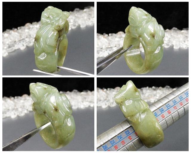 一点物ひすい本翡翠天然石指輪ヒキュウ手彫りサムリング約21号U0651Za < 男性アクセサリー/時計 一点物ひすい本翡翠天然石指輪ヒキュウ手彫りサムリング約21号U0651Za < 男性アクセサリー/時計の