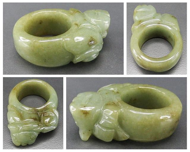 一点物ひすい本翡翠天然石指輪ヒキュウ手彫りサムリング約21号U0651Za < 男性アクセサリー/時計 一点物ひすい本翡翠天然石指輪ヒキュウ手彫りサムリング約21号U0651Za < 男性アクセサリー/時計の