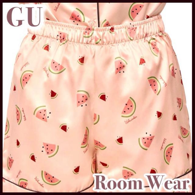 GU Pink スイカ柄 半袖 サテン ルームウェア 部屋着 パジャマ ショート < 女性ファッション GU Pink スイカ柄 半袖 サテン ルームウェア 部屋着 パジャマ ショート < 女性ファッションの