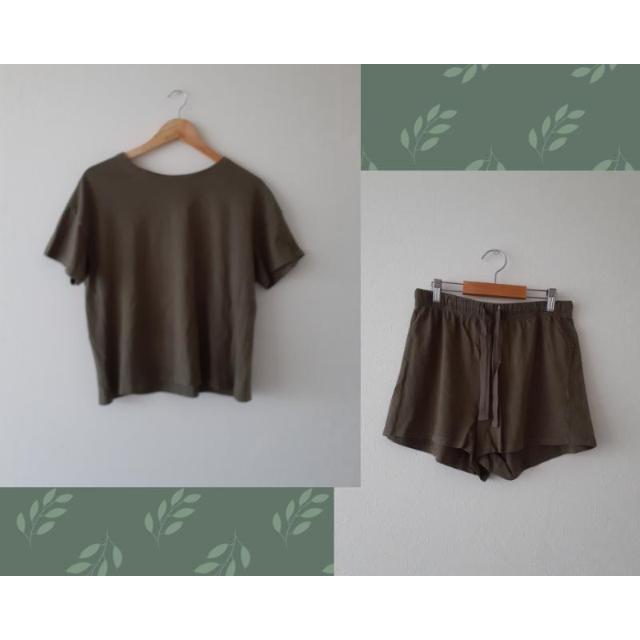 GU◆ Tシャツ ショートパンツ 上下セット M(ルームウェア◆モスグリーン) < ブランド  GU◆ Tシャツ ショートパンツ 上下セット M(ルームウェア◆モスグリーン)  < ブランドの