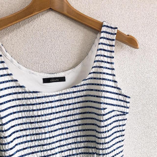 ◆rienda/リエンダ◆ボーダーミニワンピース★ホワイト×ブルーM*美品♪リゾートコーデ < ブランド  ◆rienda/リエンダ◆ボーダーミニワンピース★ホワイト×ブルーM*美品♪リゾートコーデ < ブランドの
