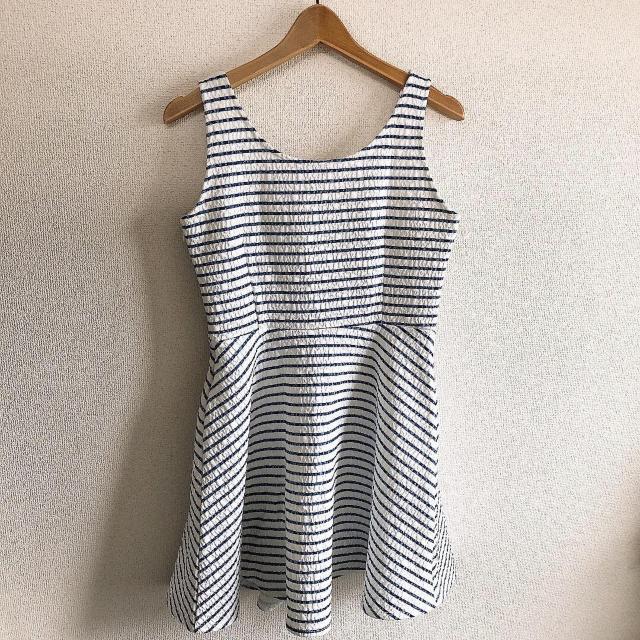 ◆rienda/リエンダ◆ボーダーミニワンピース★ホワイト×ブルーM*美品♪リゾートコーデ < ブランド  ◆rienda/リエンダ◆ボーダーミニワンピース★ホワイト×ブルーM*美品♪リゾートコーデ < ブランドの