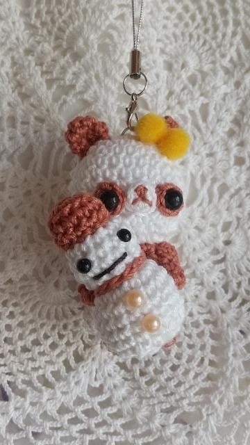 雪だるまとカラフルぱんだ*編みぐるみストラップ(茶色) < ペット/手芸/園芸 雪だるまとカラフルぱんだ*編みぐるみストラップ(茶色) < ペット/手芸/園芸の