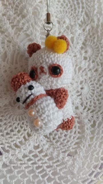 雪だるまとカラフルぱんだ*編みぐるみストラップ(茶色) < ペット/手芸/園芸 雪だるまとカラフルぱんだ*編みぐるみストラップ(茶色) < ペット/手芸/園芸の