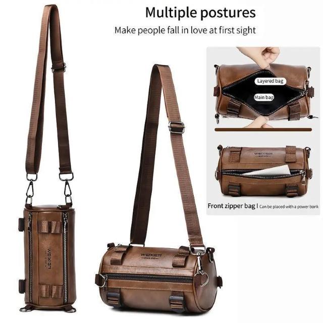 爆ヤス価格2490円★ウェイシャー カジュアル PUクロスボディバッグ - 、調節可能なストラップ、複数のポケット ブラウン < 男性ファッション 爆ヤス価格2490円★ウェイシャー カジュアル PUクロスボディバッグ - 、調節可能なストラップ、複数のポケット ブラウン < 男性ファッションの