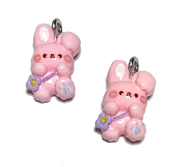 5298 ピンク色のポシェットのうさぎちゃん 2個 樹脂パーツ アクセサリーチャーム ウサギ < ペット/手芸/園芸 5298 ピンク色のポシェットのうさぎちゃん 2個 樹脂パーツ アクセサリーチャーム ウサギ < ペット/手芸/園芸の