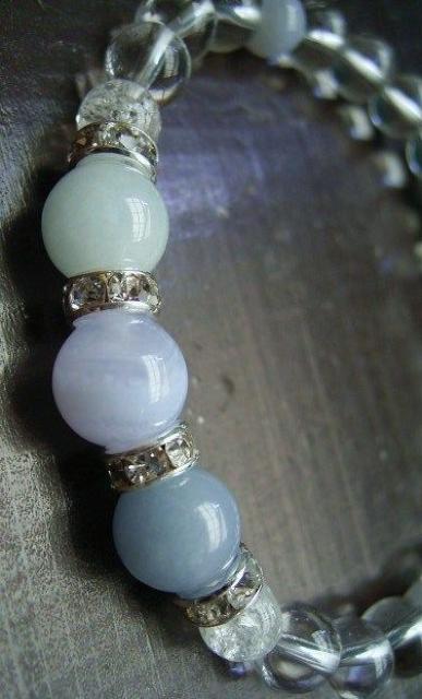 アクアマリンxブルーレースxエンジェライトブレスレット < 女性アクセサリー/時計 アクアマリンxブルーレースxエンジェライトブレスレット < 女性アクセサリー/時計の