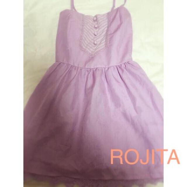 ROJITA●くるみボタン パステルカラーワンピース●パープル ラベンダー < ブランド  ROJITA●くるみボタン パステルカラーワンピース●パープル ラベンダー < ブランドの