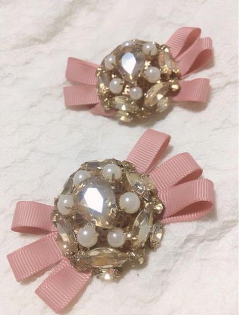 定価2,484円●リボンビジュー&パール●シューズクリップ●ピンク < ブランド  定価2,484円●リボンビジュー&パール●シューズクリップ●ピンク < ブランドの