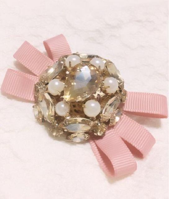 定価2,484円●リボンビジュー&パール●シューズクリップ●ピンク < ブランド  定価2,484円●リボンビジュー&パール●シューズクリップ●ピンク < ブランドの