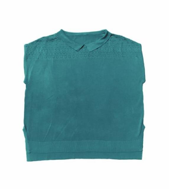 レトロ襟付き透かし編みサマーニット(M)グリーン〓新品〓 < 女性ファッション レトロ襟付き透かし編みサマーニット(M)グリーン〓新品〓 < 女性ファッションの