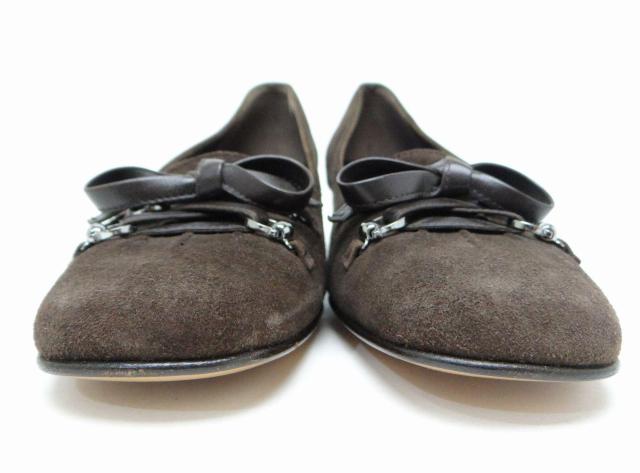 Ferragamo フェラガモ ガンチーニ リボン スエード パンプス ローファー ブラウン 7 1/2(約25cm)<USED> < ブランド Ferragamo フェラガモ ガンチーニ リボン スエード パンプス ローファー ブラウン 7 1/2(約25cm)<USED> < ブランドの