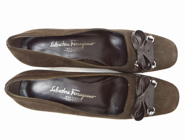 Ferragamo フェラガモ ガンチーニ リボン スエード パンプス ローファー ブラウン 7 1/2(約25cm)<USED> < ブランド Ferragamo フェラガモ ガンチーニ リボン スエード パンプス ローファー ブラウン 7 1/2(約25cm)<USED> < ブランドの