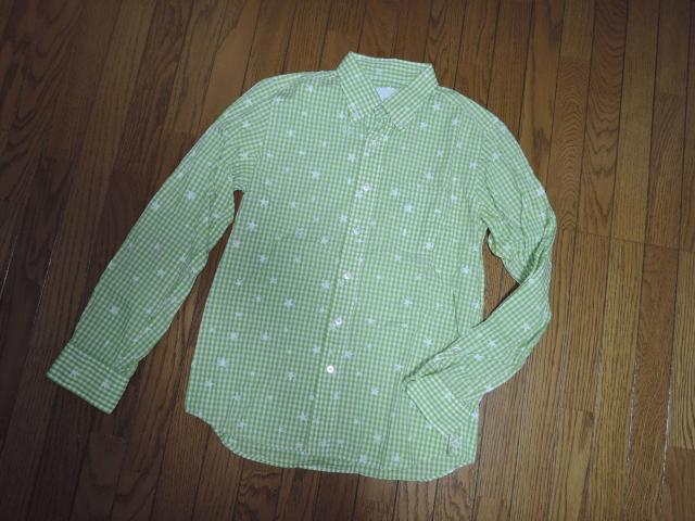 uniform experiment ユニフォームエクスペリメント ★星柄ドット ギンガム チェックシャツ 1 黄緑白系 薄手 < ブランド  uniform experiment ユニフォームエクスペリメント ★星柄ドット ギンガム チェックシャツ 1 黄緑白系 薄手 < ブランドの