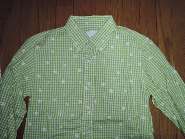 uniform experiment ユニフォームエクスペリメント ★星柄ドット ギンガム チェックシャツ 1 黄緑白系 薄手 < ブランド  uniform experiment ユニフォームエクスペリメント ★星柄ドット ギンガム チェックシャツ 1 黄緑白系 薄手 < ブランドの