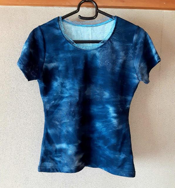 トップス M プルオーバー 半袖 キラキラ ラメ入り 夏 カットソー シャツ Tシャツ 洋服 ブルー 青 レディース 服 < 女性ファッション  トップス M プルオーバー 半袖 キラキラ ラメ入り 夏 カットソー シャツ Tシャツ 洋服 ブルー 青 レディース 服  < 女性ファッションの