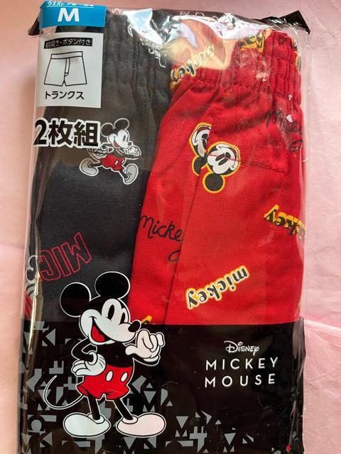Mサイズ!2枚セット!ディズニー!ミッキーマウス柄!前開きあり!ボタン付き!トランクス! < 男性ファッション Mサイズ!2枚セット!ディズニー!ミッキーマウス柄!前開きあり!ボタン付き!トランクス! < 男性ファッションの