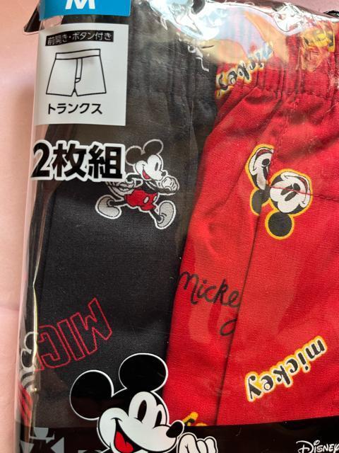 Mサイズ!2枚セット!ディズニー!ミッキーマウス柄!前開きあり!ボタン付き!トランクス! < 男性ファッション Mサイズ!2枚セット!ディズニー!ミッキーマウス柄!前開きあり!ボタン付き!トランクス! < 男性ファッションの
