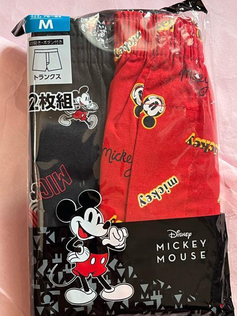 Mサイズ!2枚セット!ディズニー!ミッキーマウス柄!前開きあり!ボタン付き!トランクス! < 男性ファッション Mサイズ!2枚セット!ディズニー!ミッキーマウス柄!前開きあり!ボタン付き!トランクス! < 男性ファッションの
