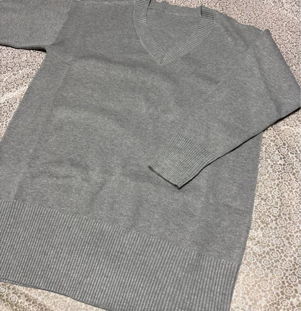 ニット セーター Vネック ロング丈 ゆったり ライトグレー 大きいサイズ < 女性ファッション ニット セーター Vネック ロング丈 ゆったり ライトグレー 大きいサイズ < 女性ファッションの