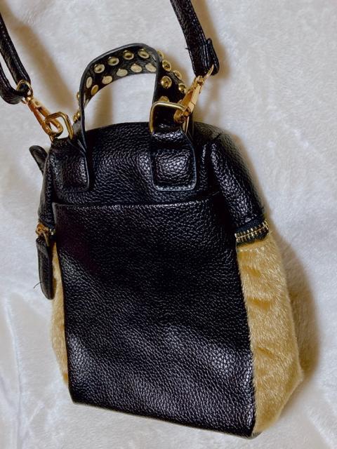 2way ファー フェイクレザー スタッツ ショルダーバッグ ハンドバッグ N2m < 女性ファッション  2way ファー フェイクレザー スタッツ ショルダーバッグ ハンドバッグ N2m < 女性ファッションの