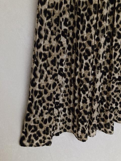 レオパード ヒョウ柄 フレア プリーツ ウエストゴム 裏地付き ロングスカート N2m < 女性ファッション  レオパード ヒョウ柄 フレア プリーツ ウエストゴム 裏地付き ロングスカート N2m < 女性ファッションの