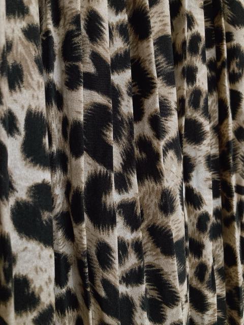 レオパード ヒョウ柄 フレア プリーツ ウエストゴム 裏地付き ロングスカート N2m < 女性ファッション  レオパード ヒョウ柄 フレア プリーツ ウエストゴム 裏地付き ロングスカート N2m < 女性ファッションの