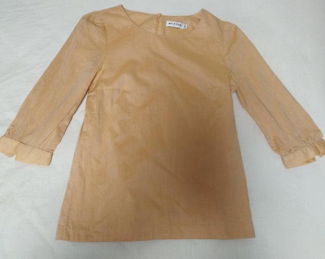 MILKFED. オレンジ ノーカラー五分袖シャツブラウス 綿100% XS < 女性ファッション  MILKFED. オレンジ ノーカラー五分袖シャツブラウス 綿100% XS  < 女性ファッションの